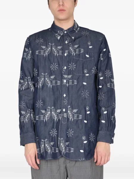 Cămașă Engineered Garments cu broderie albastru