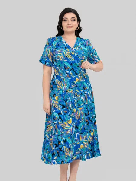 Сукня міді All Posa віскоза/модал синій