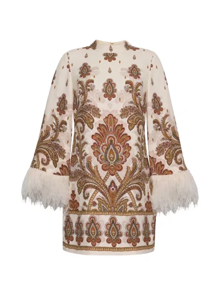 Rochie mini Cara Cara cu pene cu model paisley