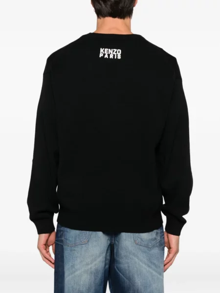 Pulover Kenzo cu broderie cu decolteu rotund cu dungi de tigru negru