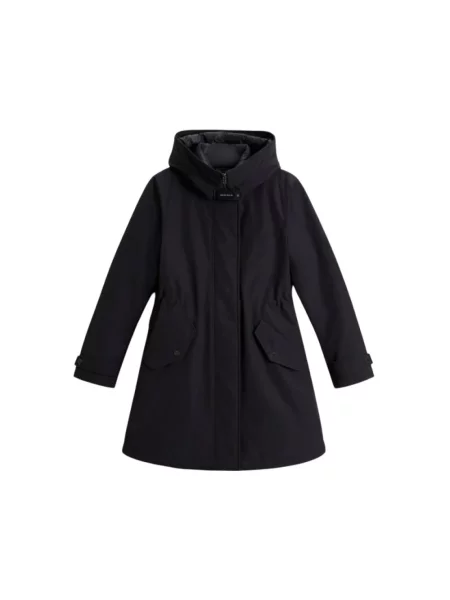 Kurtka puchowa Woolrich z kapturem czarna