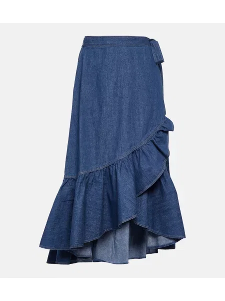 Fustă Polo Ralph Lauren cu volane albastru