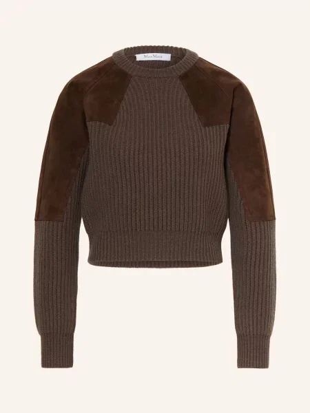 Max Mara Sweter Tropico Z Elementami Skórzanymi braun