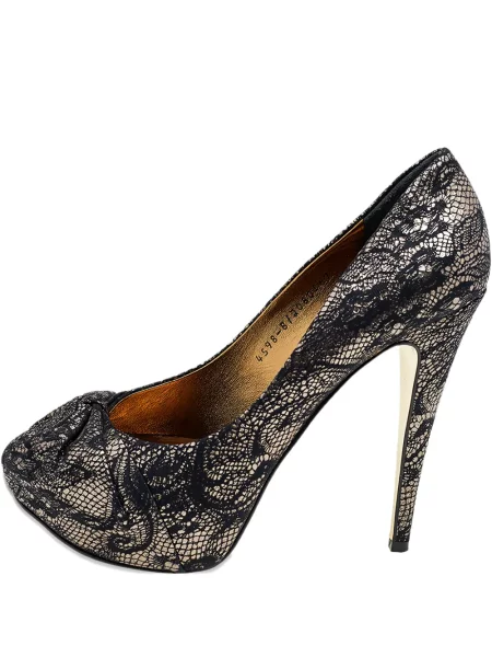 Pantofi cu toc Gina din dantelă negru