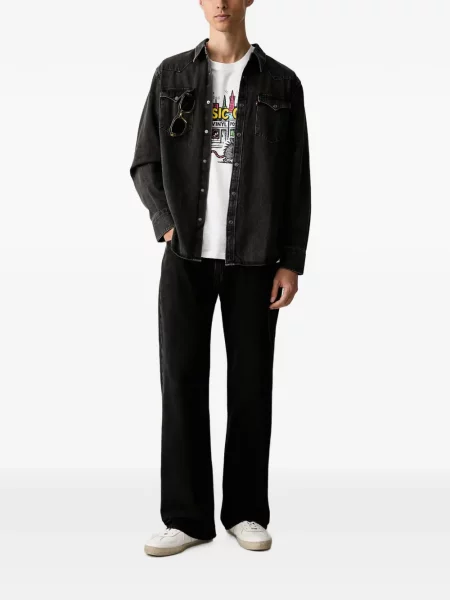 Pantaloni scurți din denim Levi's® din dantelă zdrențuiți cu talie înaltă albastru