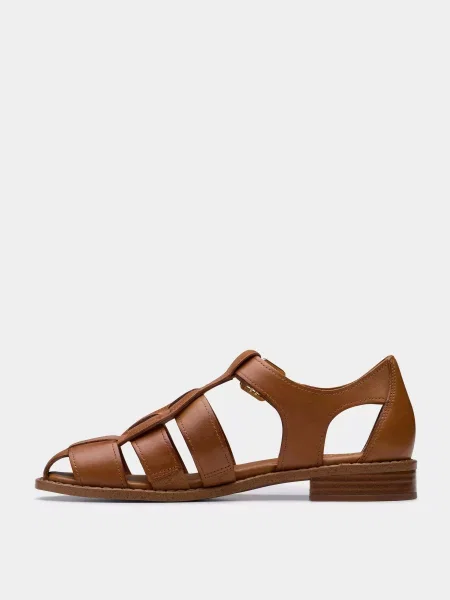 Шкіряні Босоніжки Clarks коричневий