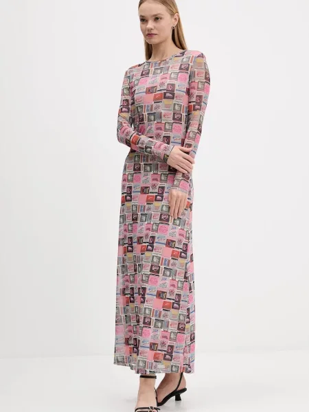 Tommy Jeans sukienka maxi rozkloszowana różowy