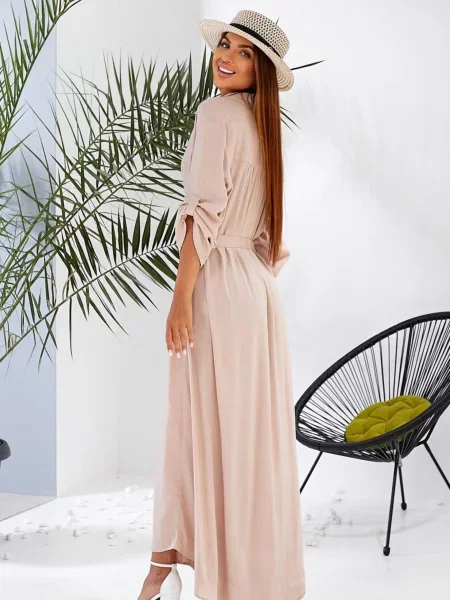 Лляна Сукня максі LadyLike бежевий