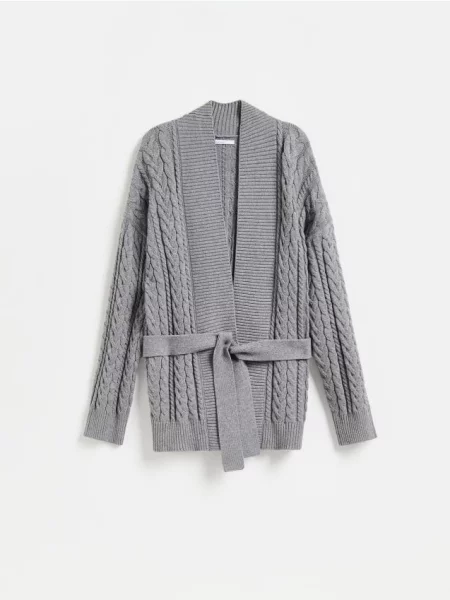 Reserved Cardigan cu cordon în talie gri-neutru gri