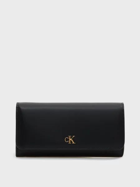 Шкіряний довгий гаманець Calvin Klein чорний