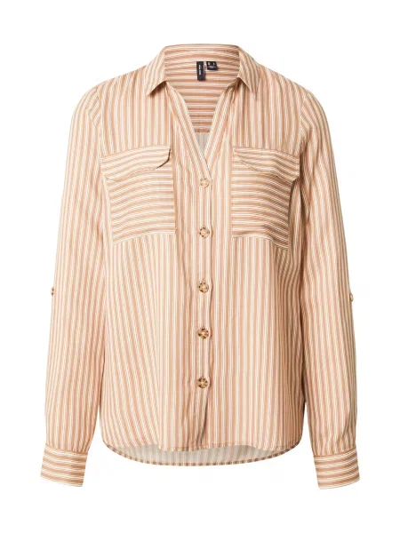 VERO MODA Bluză VMBUMPY bej închis alb