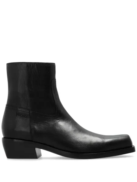 Buty do kostki Versace skórzane o krotszym kroju czarne