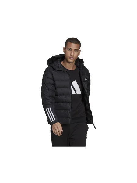 Geacă cu puf Adidas Performance cu dungi negru