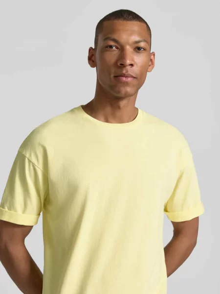T-shirt z zakładką na rękawach i okrągłym dekoltem Drykorn żółta