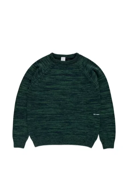 Pulover Pop Trading Company cu broderie melange albastru