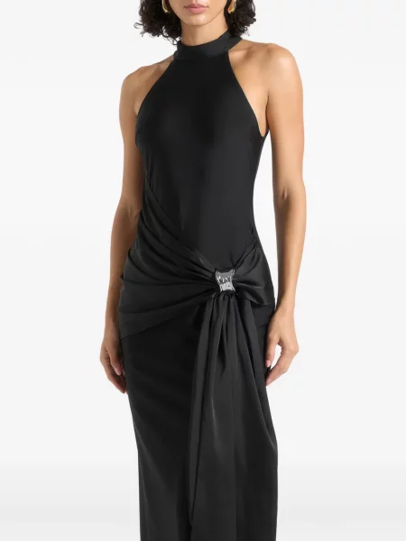 Rochie maxi Manière De Voir din satin cu gât halter negru