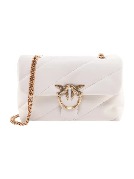 Torebka crossbody Pinko klasyczna z owczej skóry biała