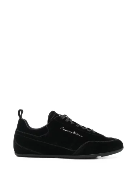 Sneakerși Emporio Armani cu broderie de catifea negru
