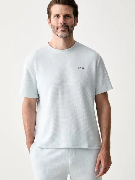 BOSS lounge tričko pánske Waffle T-Shirt modrá