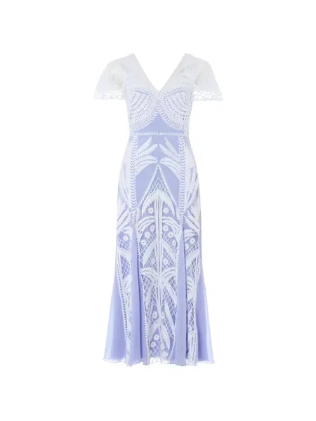 Rochie Temperley London cu broderie albastru
