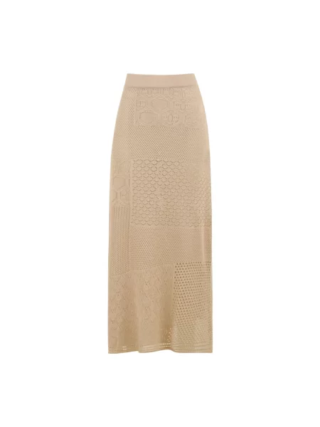 Długa spódnica maxi Akep koronkowa beżowa