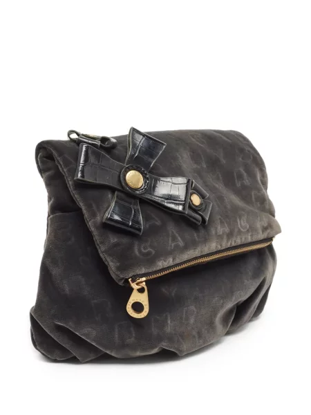 Geantă plic Marc Jacobs cu funde de catifea gri