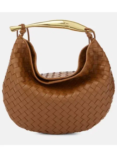 Torebka skórzana Bottega Veneta Handle skórzana brązowa | Shopsy