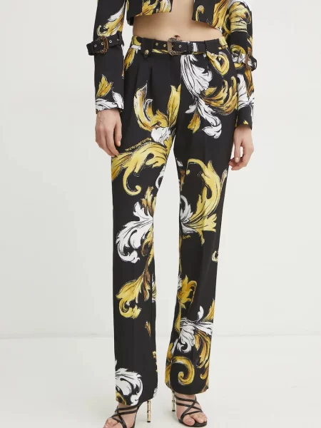 Versace Jeans Couture pantaloni femei drept high waist negru