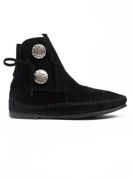 Minnetonka Cizme glezne Two Button negru / argintiu