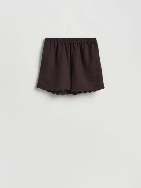 Reserved Pantaloni scurți cu adaos de in maro-închis maro