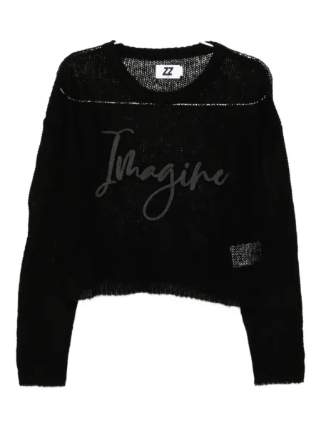 Pulover Izzue cu broderie transparente negru