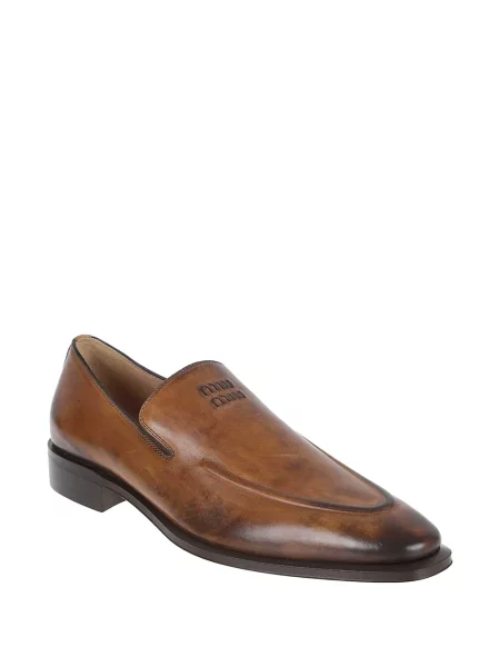 Bőr loafer Miu Miu autogrammal barna