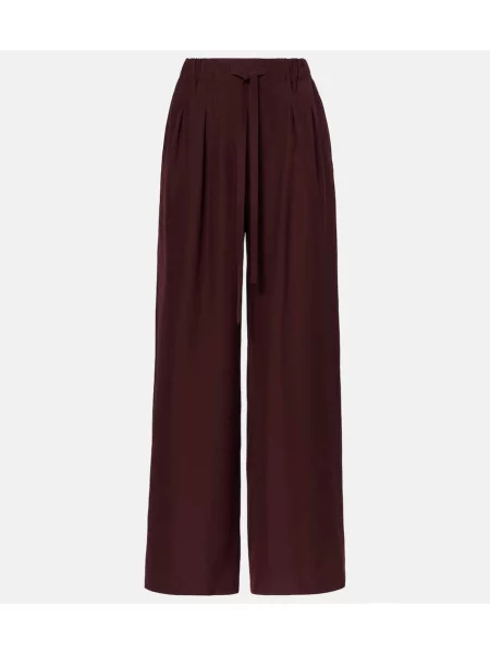 Pantaloni Loewe de mătase plisate bordo