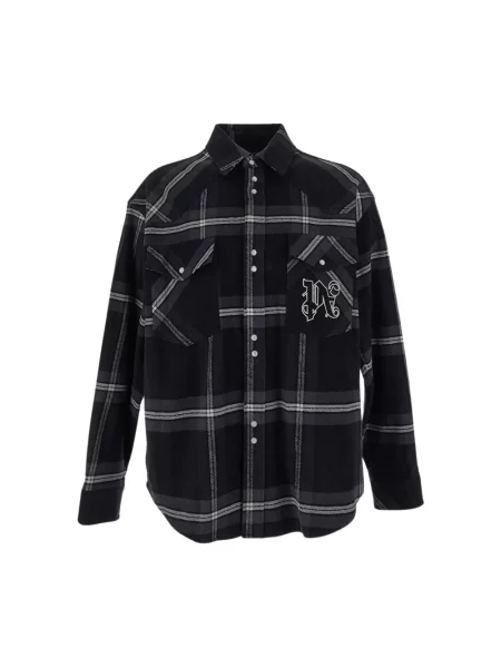 Wielobarwność kurtka Palm Angels flanelowa szara