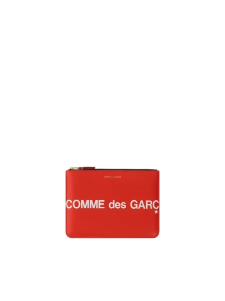 Portfel Comme Des Garcons skórzany z logo czerwony
