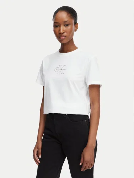 Calvin Klein Jeans Tricou Classic Monologo alb