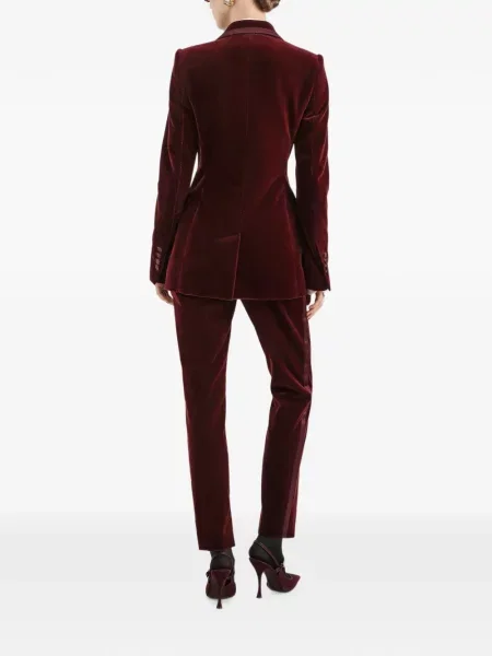 Pantaloni Dolce & Gabbana de catifea roșu