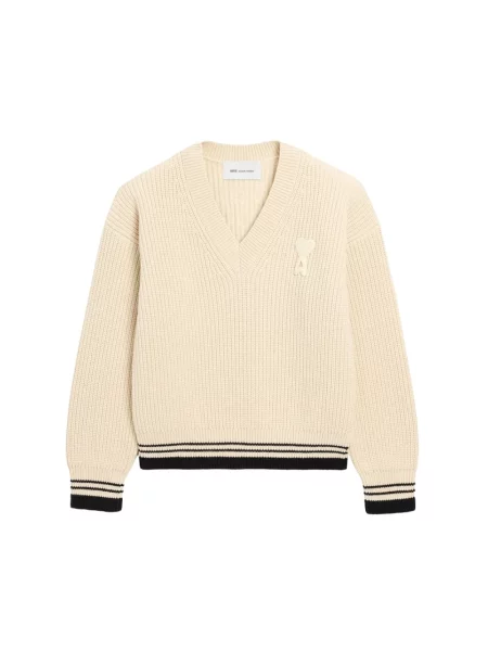 Sweter Ami Paris wełniany beżowy