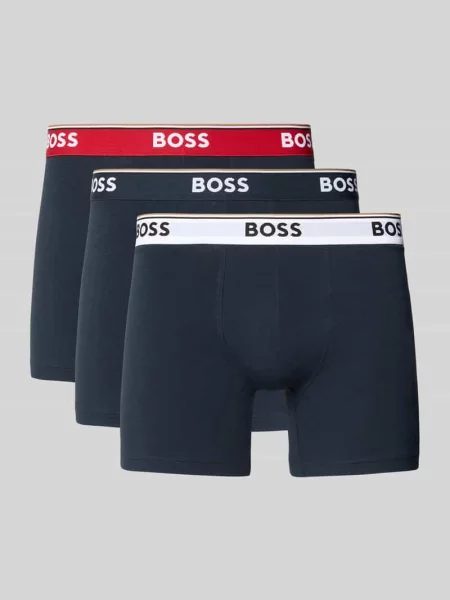 Obcisłe bokserki z mieszanka bawełny w zestaw 3 szt. model Boxer Brief' Boss granatowe