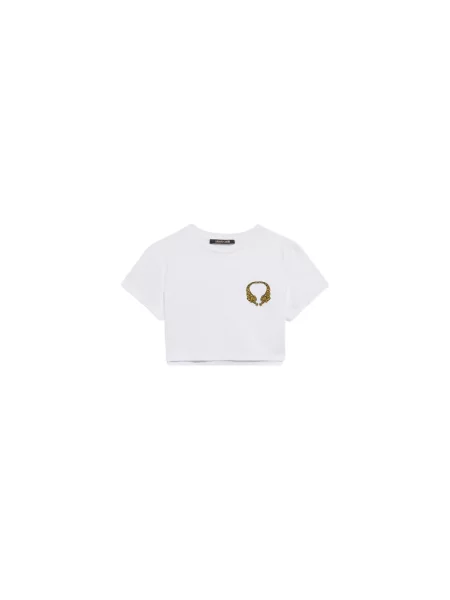 Krótka koszulka Roberto Cavalli biała