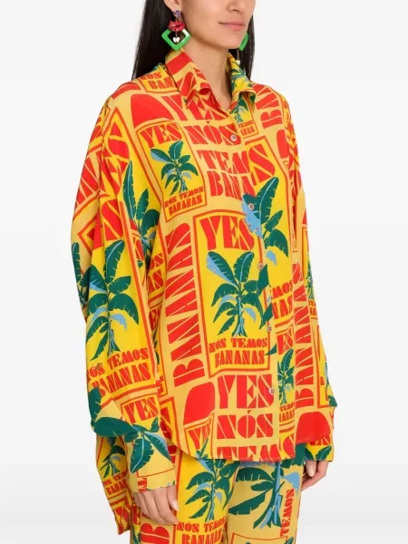 Košile Amir Slama s potiskem žlutá