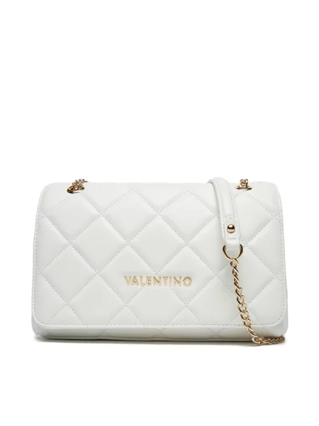 Lniana torebka crossbody Valentino Bags pikowana biała
