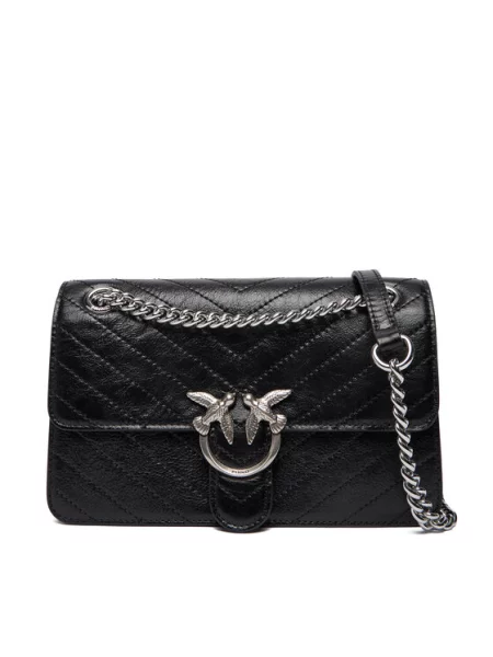 PINKO Torba za čez ramo Pinko Sac Rabat Love One Light Mini Vitello Wr Noir' črna