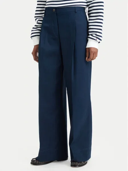 Tommy Hilfiger Текстилни панталони Dressing Тъмносин Wide Leg