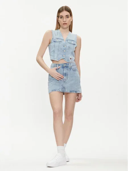 Tommy Jeans Fustă de blugi Izzie Albastru roșu