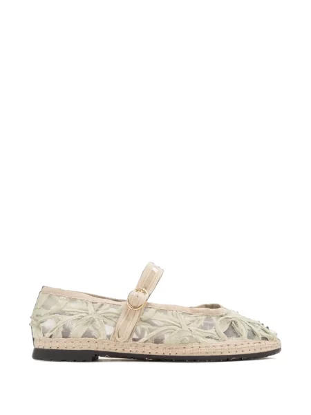 Espadrile Flabelus cu model floral plasă verde