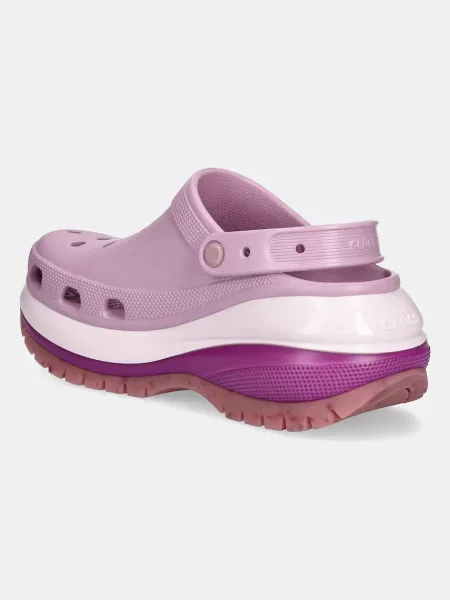 Классические шлепанцы Crocs на платформе фиолетовые
