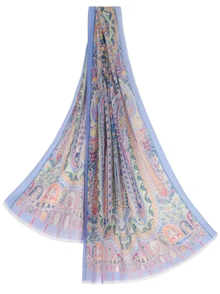 Fular Etro cu imagine cu model paisley albastru