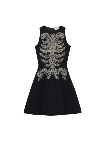 Sukienka mini Alexander Mcqueen żakardowa ze sznurkiem czarna