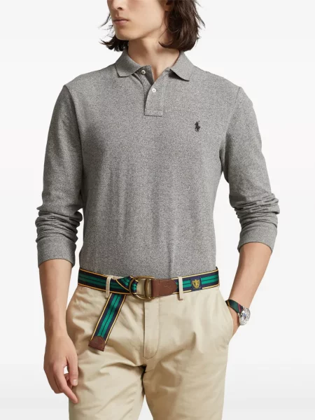 Dlouhé polotričko Polo Ralph Lauren s výšivkou šedé